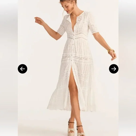 NWT $595 LoveShackFancy Medina Victorian Maxi White Lace Dress 2PC Size 2 - Picture 1 of 14